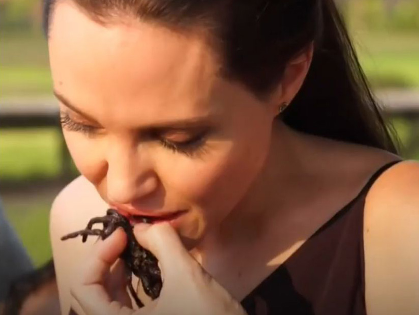Angelina Jolie enseña a sus hijos a comer escorpiones y tarántulas