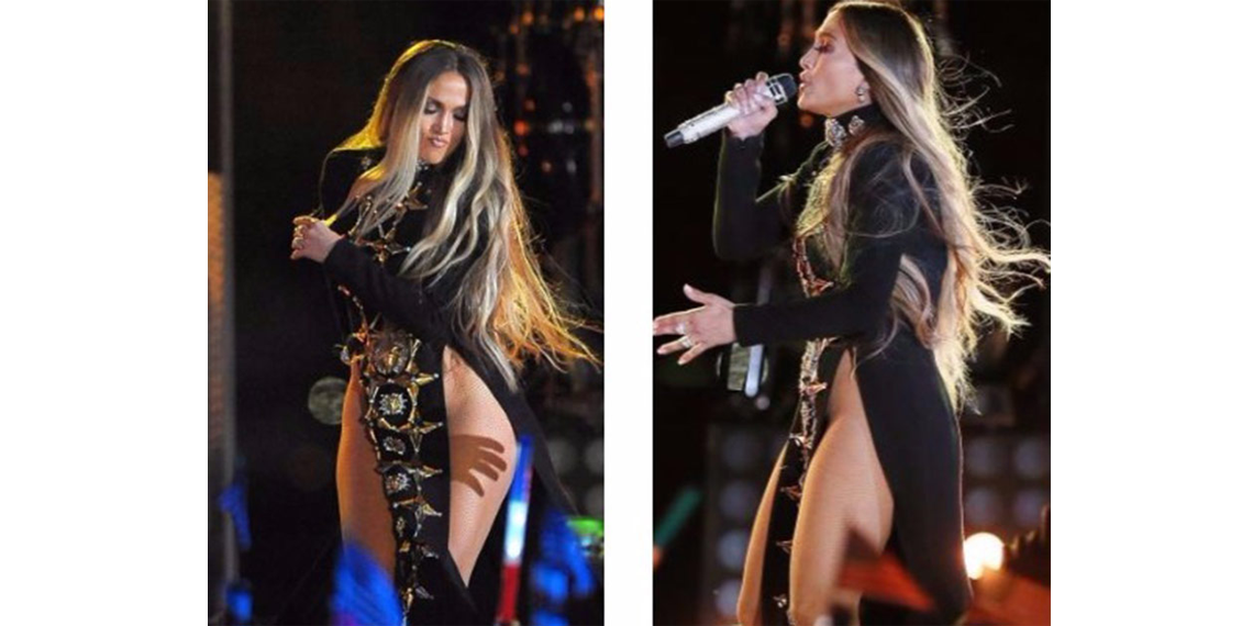 Abierto Semicírculo azafata Jennifer Lopez sin ropa interior canta en Nueva York