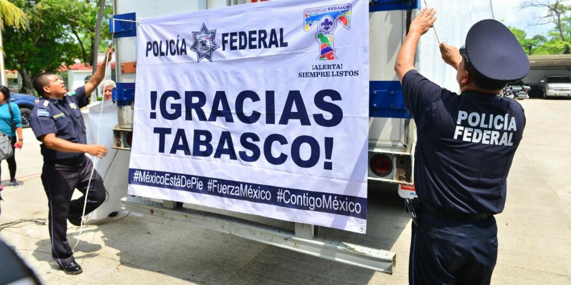 Policía Federal mandará 40 toneladas de víveres recaudados por los tabasqueños