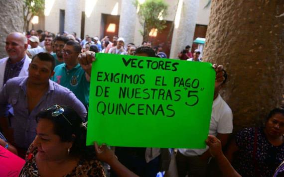 Trabajadores de Vectores se manifiestan en Villahermosa