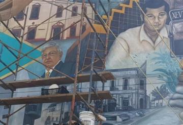 Inmortalizan a AMLO en mural de Tabasco