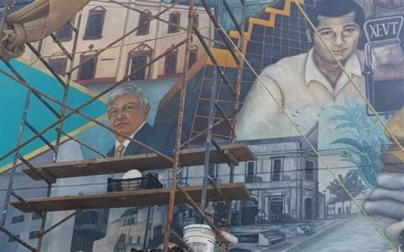 Inmortalizan a AMLO en mural de Tabasco