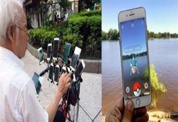 Abuelo instaló 11 celulares en su bicicleta para buscar Pokémon