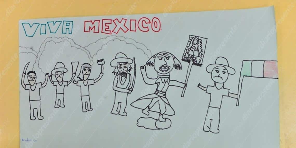 Participantes del Primer Concurso Estatal de Dibujo Infantil Viva México