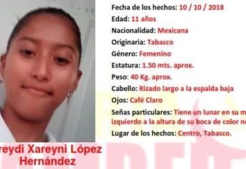 Se activa Alerta Amber en Tabasco, por la menor Dreydi Xareyni López Hernández