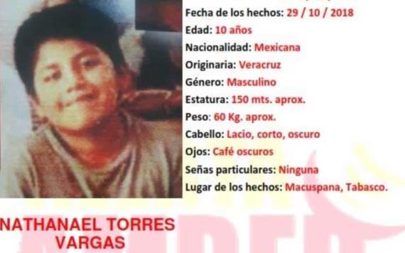 Se activa Alerta Amber en Tabasco, por el menor Nathanael Torres Vargas