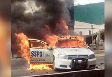 Actos vandálicos en la México-Pachuca: Incendian patrulla y saquean tienda 