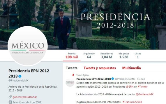 Twitter de Presidencia tiene su propia transición... ahora es el archivo del Gobierno de EPN