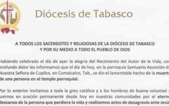 Diócesis de Tabasco llama a fieles a oración permanente por sacrilegio cometido en Cupilco