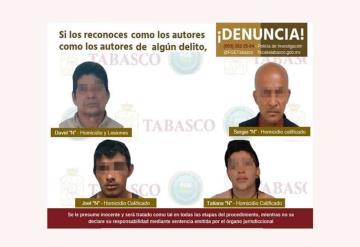 La FGE aseguró a cuatro personas por presuntos homicidios en Tabasco