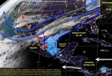 Frente Frío 44 traerá lluvias intensas para Tabasco; se pronostica dure todo el fin de semana