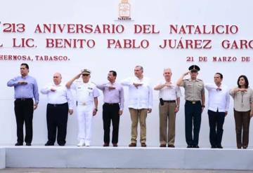 Realizan acto cívico en conmemoración del 213 aniversario del Natalicio de Benito Juárez