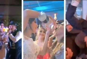 Pareja se compromete en plena fiesta de bodas de Edwin Luna y Kimberly Flores