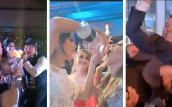 Pareja se compromete en plena fiesta de bodas de Edwin Luna y Kimberly Flores