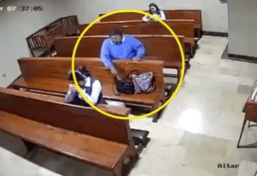 Video: Hombre roba celular en plena iglesia, al salir se persigna