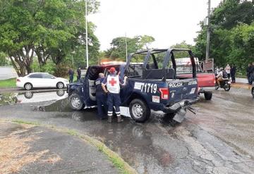 Choca camioneta a patrulla de la SSP; la unidad policíaca iba a atender un robo