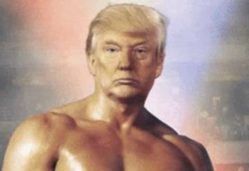 Trump tuitea fotomontaje de su cara con cuerpo de Rocky Balboa