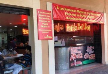 Pizzería brinda alimento gratis a adultos mayores