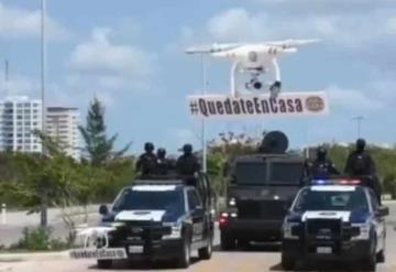 Piden en Quintana Roo quedarse en casa; realizan llamado con drones