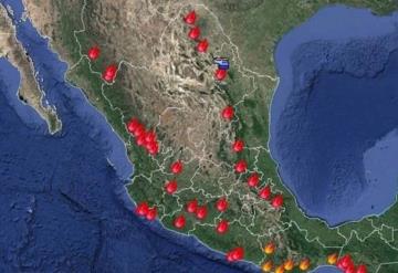 Registran 63 incendios forestales activos en México