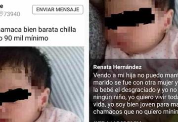 “Vendo chamaca, chilla poco, 90 mil mínimo”: vendían bebé en grupo de Facebook