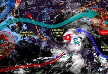 Canal de baja presión favorecerá lluvias moderadas y fuertes en Tabasco