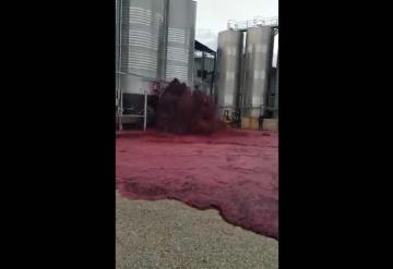 VIDEO: Revienta deposito de vino, se desperdician miles de litros