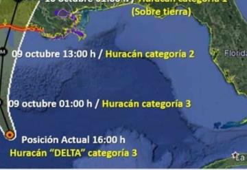 Huracán Delta toma fuerza de nuevo; es categoría 3