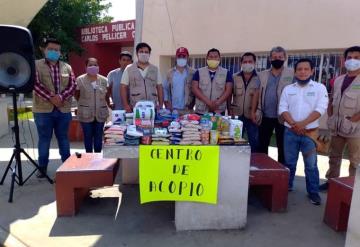 Trabajadores del programa "Sembrando Vida" instalan centro de acopio en Jonuta