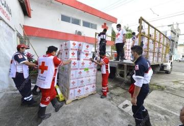 Cruz Roja Mexicana delegación Villahermosa entrega ayuda humanitaria en Comalcalco