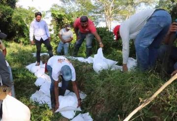 Refuerzan bordos en el río palizada tras rebasar su nivel crítico