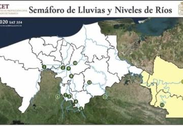 Semáforo de lluvias y niveles de ríos: sábado 19 de diciembre de 2020