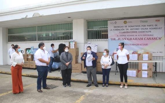 Fundación Antonio Osuna y laboratorios Chontalpa, hacen donativo al hospital Juan Graham