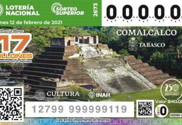 Zona Arqueológica de Comalcalco es la imagen de la Lotería Nacional