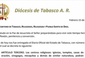 Diócesis de Tabasco amplía sus servicios