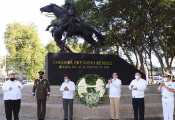 Conmemoran la batalla del 27 de febrero en el monumento a Gregorio Méndez