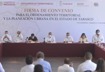 Realizan firma de convenio para el ordenamiento territorial y la planeación urbana en Tabasco