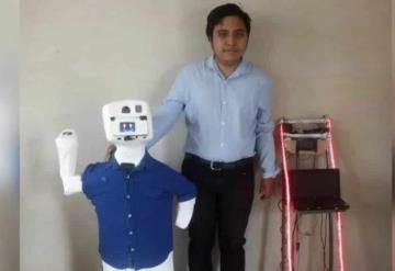 Joven yucateco construye robot que previene sobre el Covid