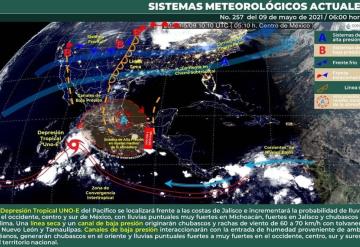 Lloviznas aisladas en Huimanguillo, Teapa y Tacotalpa