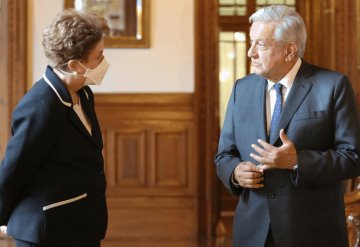 AMLO recibe en Palacio Nacional a Dilma Rousseff, exmandataria brasileña