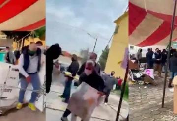 Sujetos irrumpen y ocasionan destrozos en casilla en Metepec