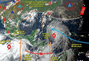 SMN pide vigilar desarrollo de dos tormentas tropicales, Nora en el Pacífico e Ida en el Caribe