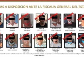 Reporta SSPC aseguramiento de 23 personas por diversos delitos