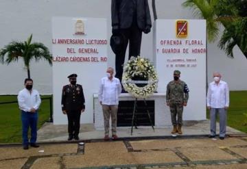 Gobernador de Tabasco encabeza guardia de honor por el LI Aniversario Luctuoso del General Lázaro Cárdenas del Rio