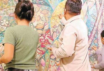 Artistas plásticos de Tamulté de las Sabanas pintan mural en Italia