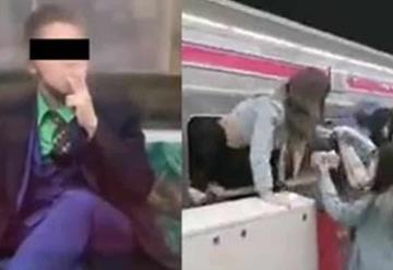 Sujeto caracterizado de Joker apuñala personas en un tren