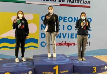 Nadadora tabasqueña triunfa con dos oros y par de platas en Campeonato Nacional