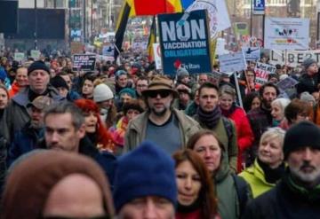 Protestan en Bélgica contra restricciones sanitarias antivocid