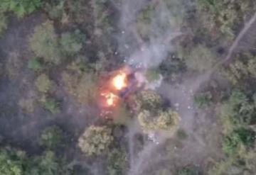 Dron capta momento del ataque con explosivos en Tepalcatepec