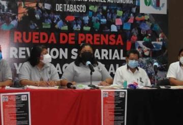 Sindicato de trabajadores administrativos e intendencia UJAT, solicitan en rueda de prensa una revisión salarial